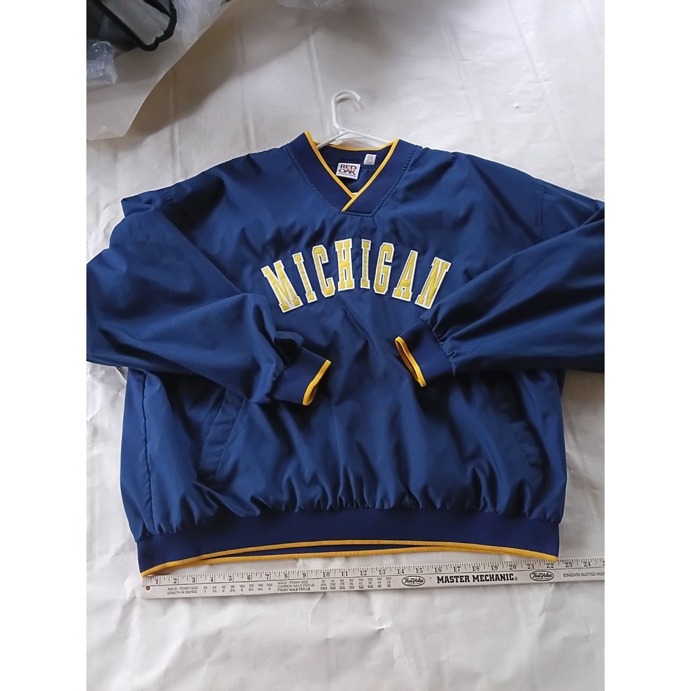 Vintage 90s Michigan Wolverines NCAA Red Oak Pullover Windbreaker Blue XXL